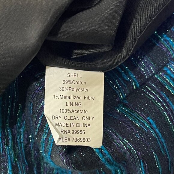 Shoshanna Monique Metallic Jacquard Tweed Teal Sleeveless Fit Flare Dress Sz 6 - Picture 10 of 10